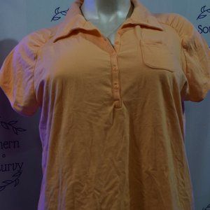 Faded Glory Knit Pullover Polo Style Shirt, Sherbet Orange Sz 26/28